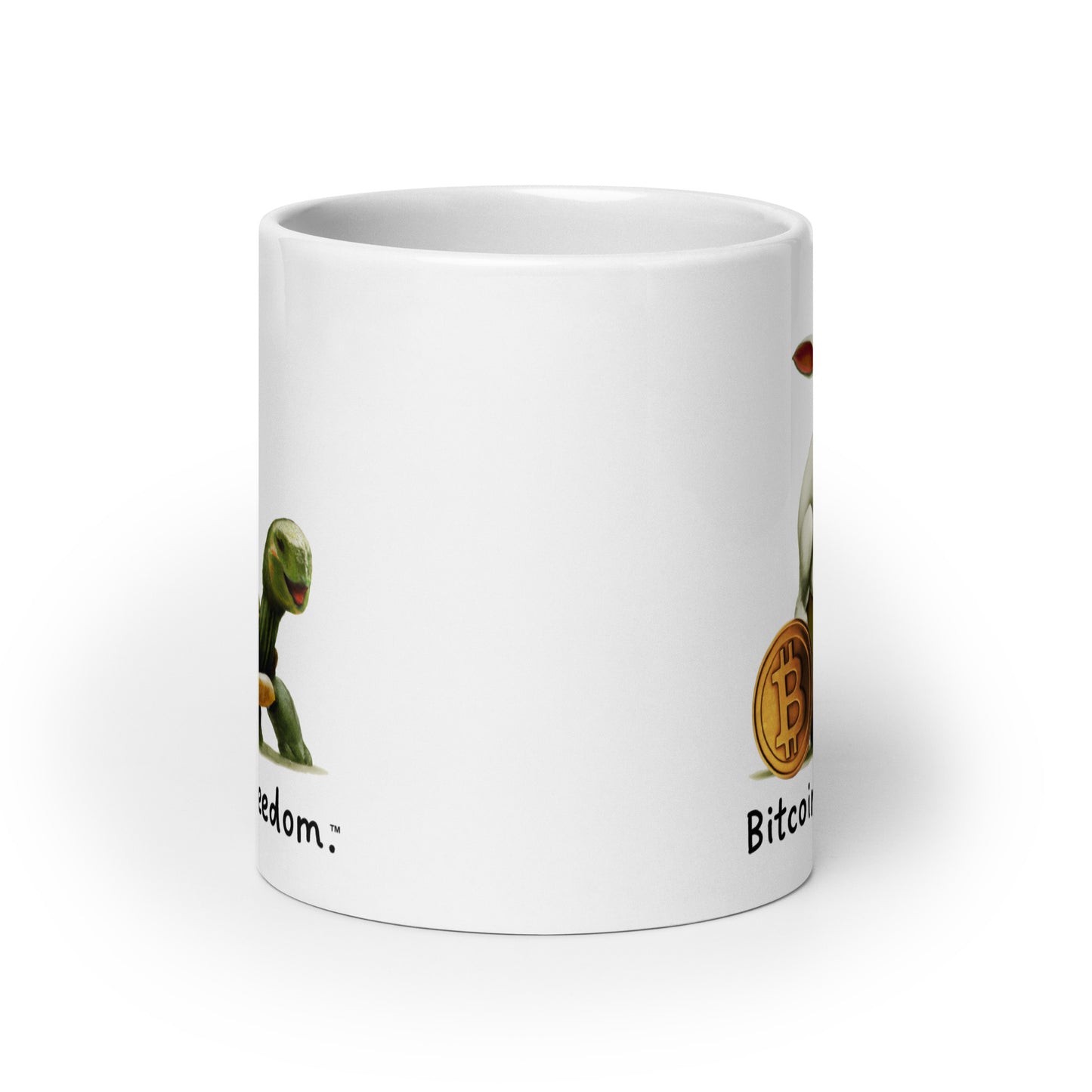 "Bitcoin is freedom" Happy Rabbit White Glossy Mug