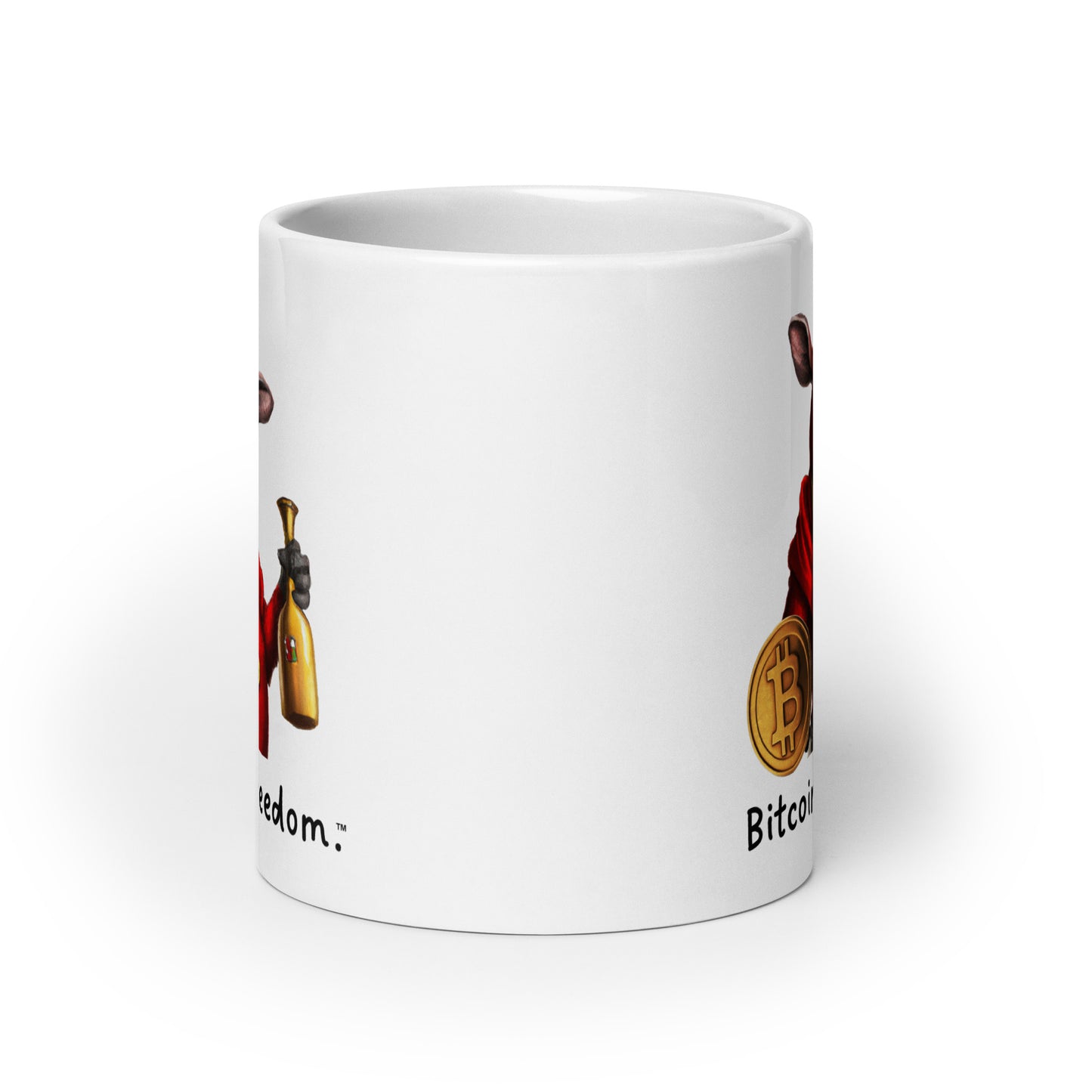 "Bitcoin is freedom" Happy Cow White Glossy Mug